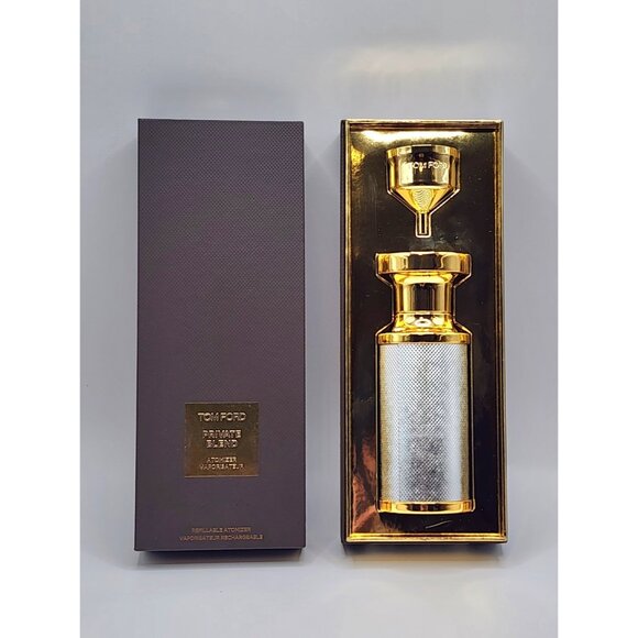 Tom Ford Private Blend Refillable Atomizer Leather Silver With Funnel RARE EMPTY - Picture 1 of 5